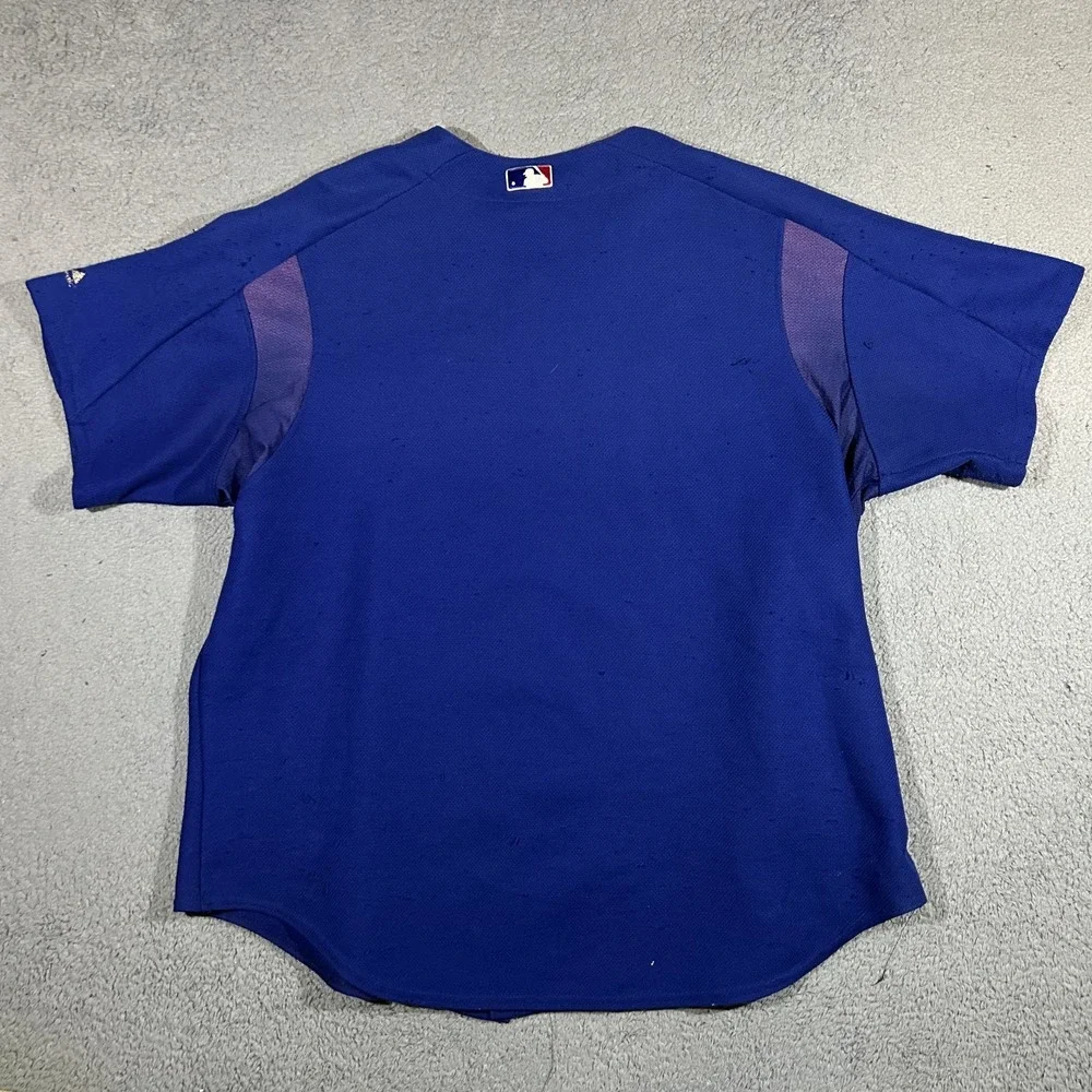 Vintage MAJESTIC LOS ANGELES DODGERS BLUE BASEBALL JERSEY 2XL BUTTON UP #3621